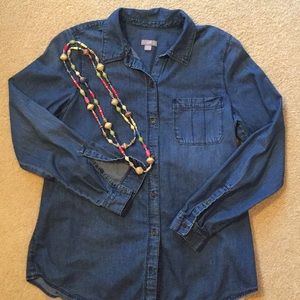 J Jill Soft Washed Denim wear everywhere shirt XS
